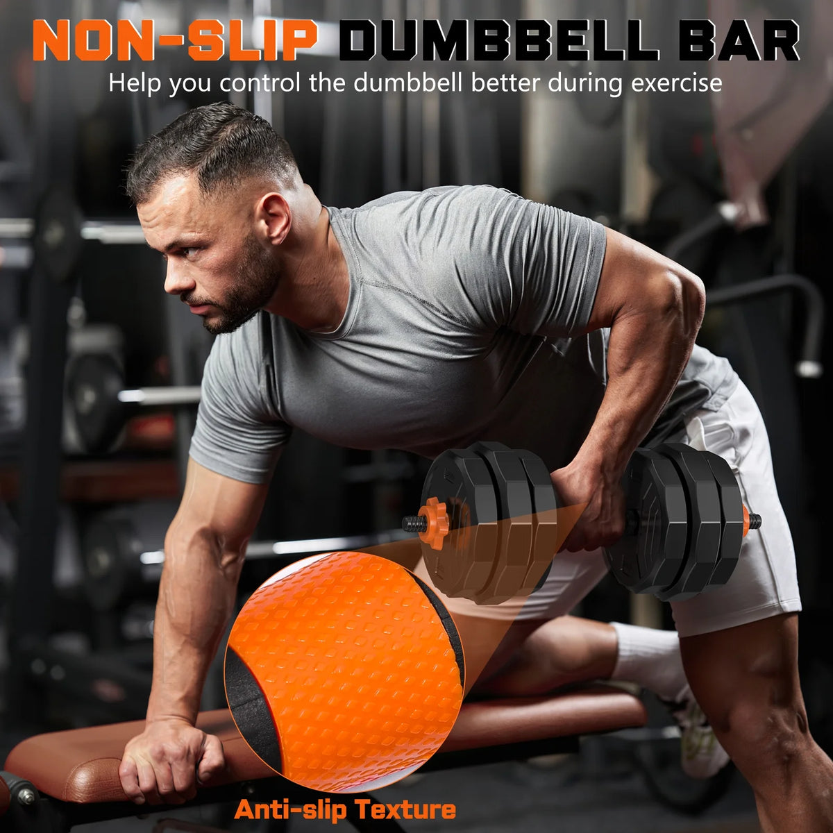 66 lb 4-in-1 Adjustable Dumbbell Set - Versatile Free Weights for Barbell, Kettlebell, and Push-Up Stand Exercises, Ideal for Home Gym Fitness for Men and Women