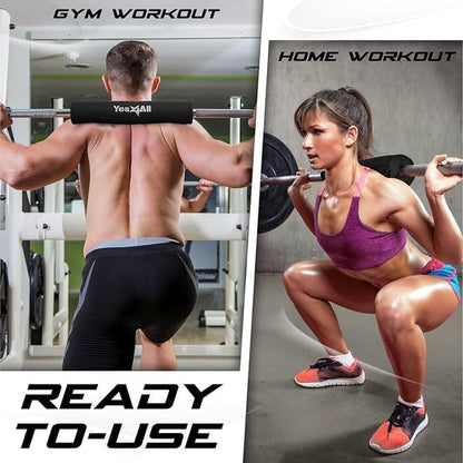 Yes4All Ergonomic Foam Bar Pad for Olympic Barbells - Ideal for Squats, Hip Thrusts, and Weight Lifting