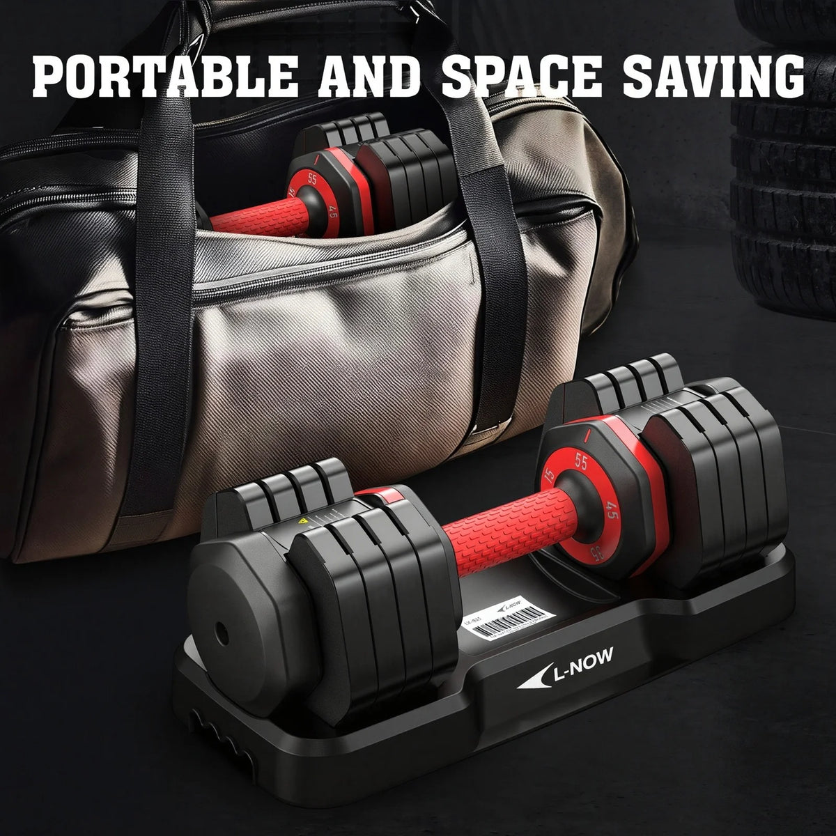 Adjustable 110LB Dumbbells with Premium Tray - 15LB to 55LB Home Gym Exercise Equipment