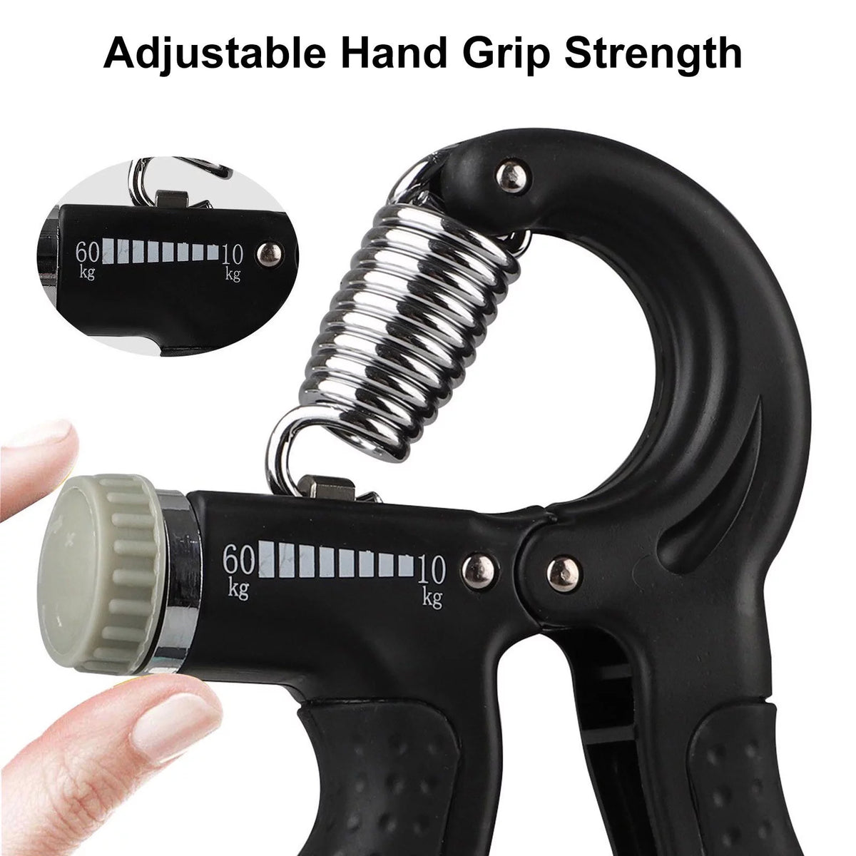 Adjustable Hand Grip Strengthener with Resistance Range of 22-132 lbs for Forearm and Finger Training, Black
