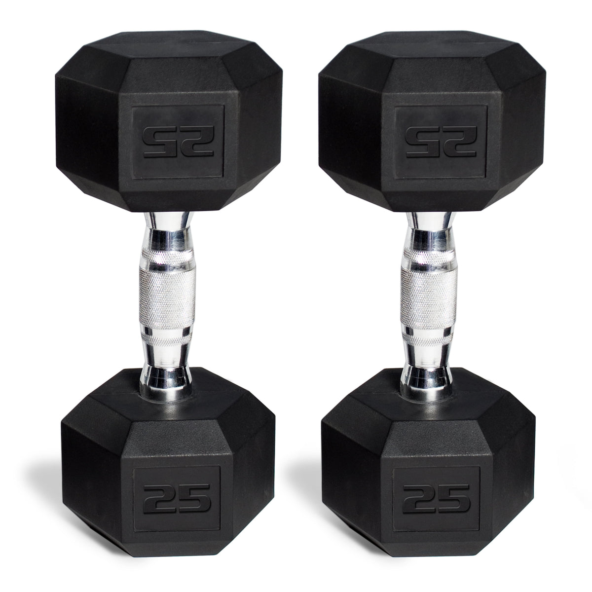 150 lb Coated Hex Dumbbell Weight Set (5-25 lb) with White Storage Rack