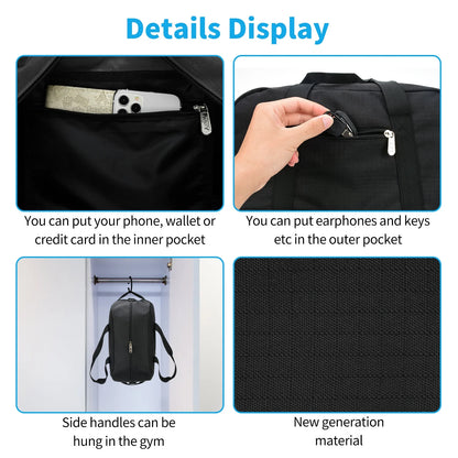 14" Carry-On Mini Duffel Bag for Travel Sport, Black