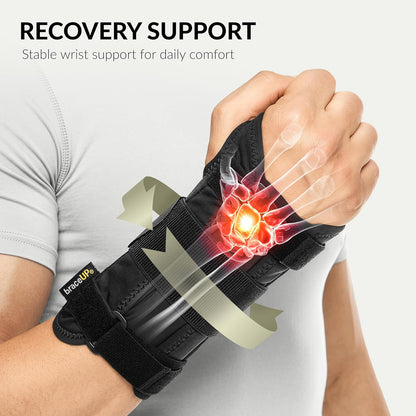 Carpal Tunnel Wrist Brace - Metal Splint for Hand and Wrist Support, Relief from Tendonitis and Arthritis Pain