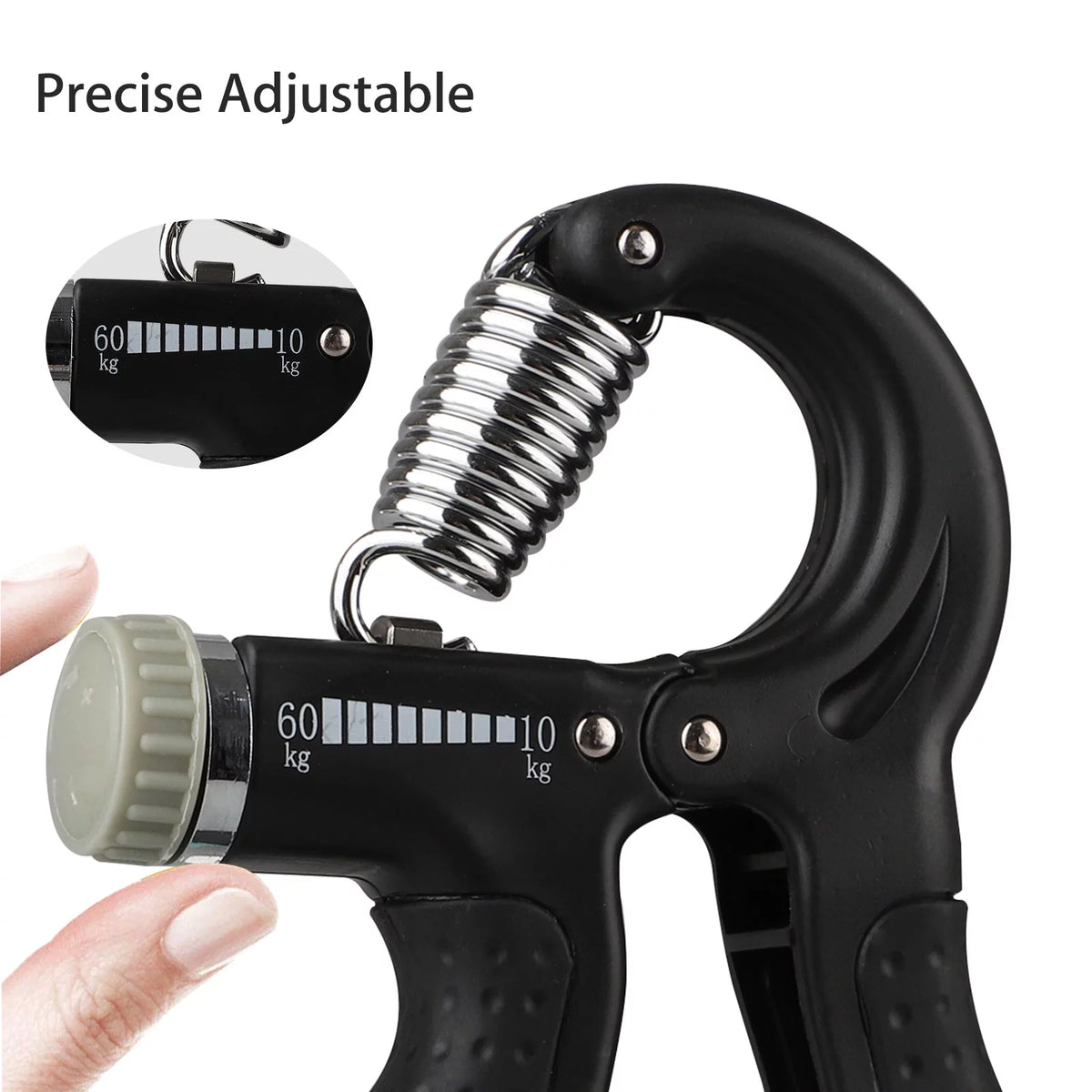 Adjustable Hand Grip Strengthener with Resistance Range of 22-132 lbs for Forearm and Finger Training, Black