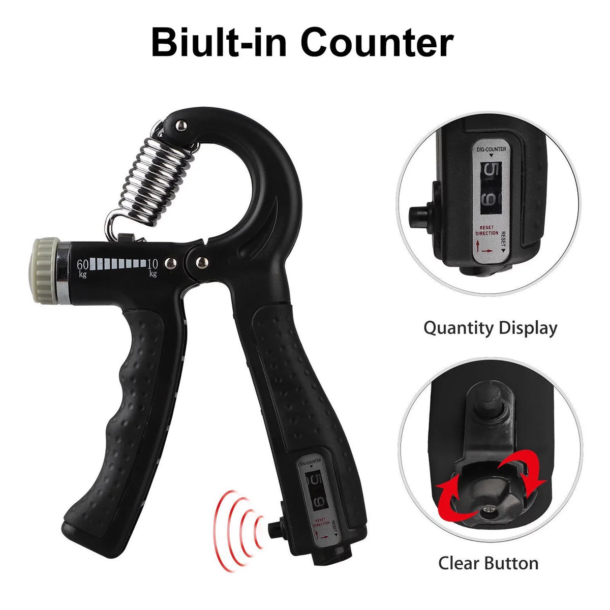 Adjustable Hand Grip Strengthener with Resistance Range of 22-132 lbs for Forearm and Finger Training, Black