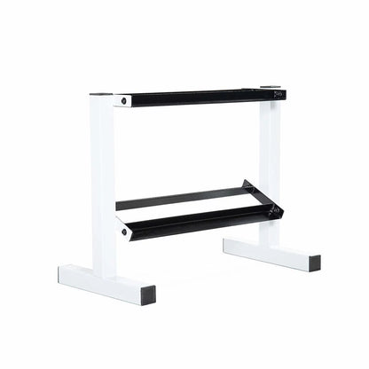 150 lb Coated Hex Dumbbell Weight Set (5-25 lb) with White Storage Rack