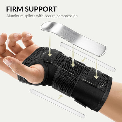 Carpal Tunnel Wrist Brace - Metal Splint for Hand and Wrist Support, Relief from Tendonitis and Arthritis Pain