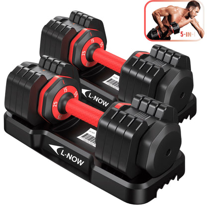 Adjustable 110LB Dumbbells with Premium Tray - 15LB to 55LB Home Gym Exercise Equipment