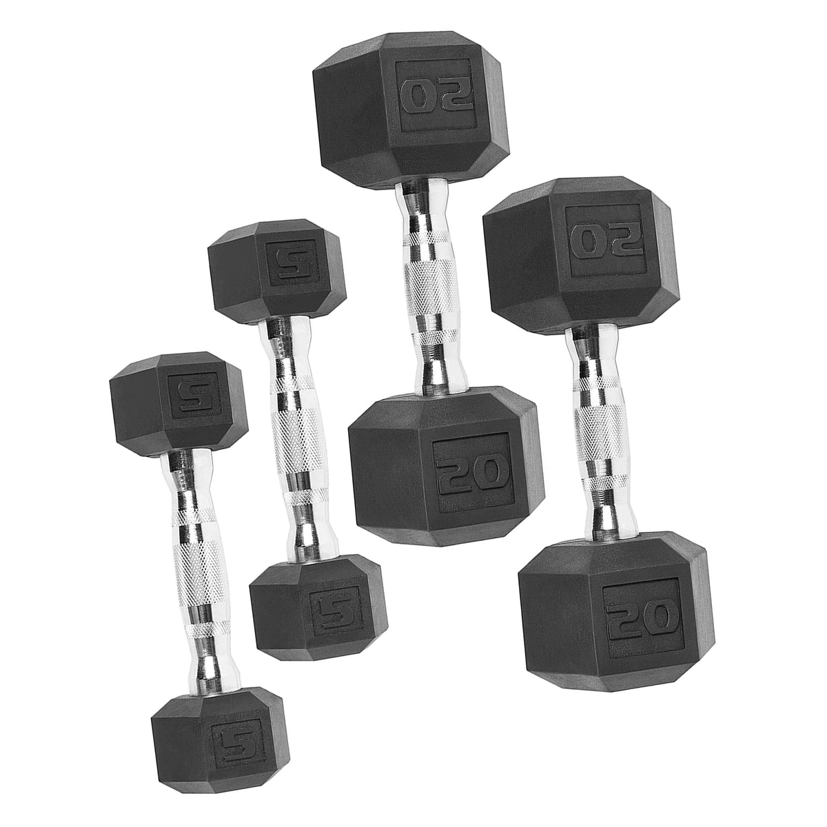 150 lb Coated Hex Dumbbell Weight Set (5-25 lb) with White Storage Rack