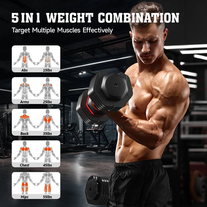 Adjustable 110LB Dumbbells with Premium Tray - 15LB to 55LB Home Gym Exercise Equipment