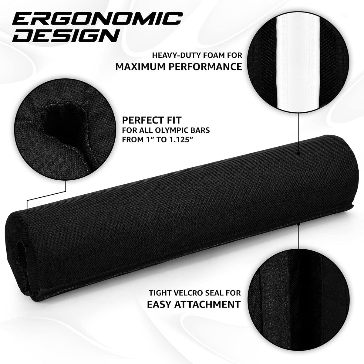 Yes4All Ergonomic Foam Bar Pad for Olympic Barbells - Ideal for Squats, Hip Thrusts, and Weight Lifting