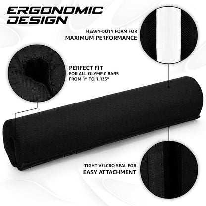 Yes4All Ergonomic Foam Bar Pad for Olympic Barbells - Ideal for Squats, Hip Thrusts, and Weight Lifting