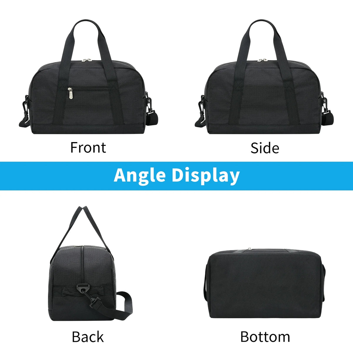 14" Carry-On Mini Duffel Bag for Travel Sport, Black