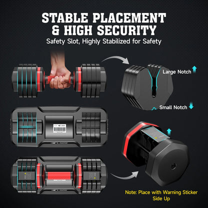 Adjustable 110LB Dumbbells with Premium Tray - 15LB to 55LB Home Gym Exercise Equipment